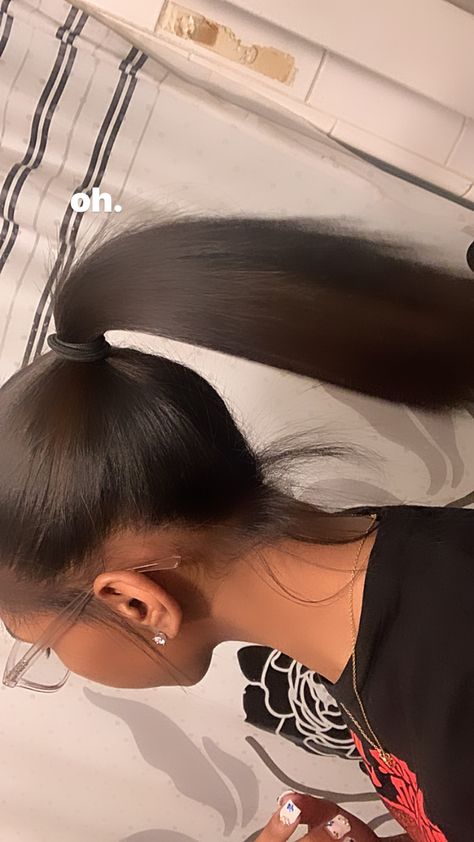 Natural Hair Styles For Black Women Straight Hair, Natural Straight Ponytails For Black Hair, Natural Flat Ironed Hair Hairstyles Black, Black Hairstyles Straight Hair Short, Hairstyles To Do On Straight Hair, Quick Natural Hair Styles Straight Hair, Blow Dry Ponytail, Natural Hairstyles Straight Hair, Straighten Hairstyles For Black Hair