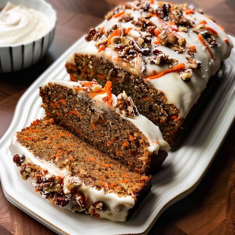 Carrot Cake Loaf Recipe - Cinnamon Loaf Recipe, Carrot Cake Loaf Recipe, Frito Pie Recipe, Cinnamon Loaf, Carrot Cake Loaf, Easy Homemade Biscuits, Homemade Biscuits Recipe, Cake Loaf, Healthy Cookie Recipes