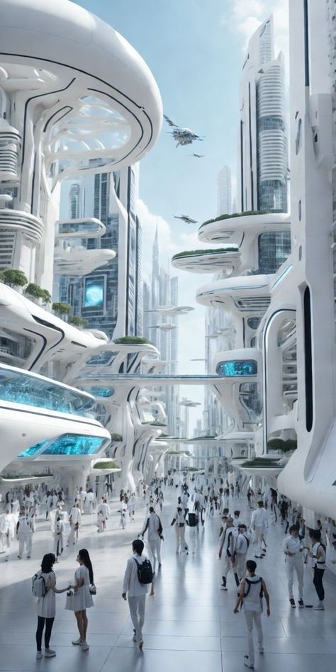 Sci Fi Architecture, Sci Fi Landscape, Futuristic Building, Future Buildings, Sci Fi City, Innovative Architecture, Fantasy City, Green City, Futuristic City