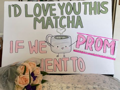 🏷: matcha, prom, promposal, matcha promposal, senior prom, promposal aesthetic Prom Dress Inspo, Hoco Proposals, Aesthetic Outfits, Matcha, Prom, Love You, Home Decor Decals