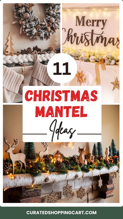 Wow your guests this holiday season with 11 magical Christmas mantel ideas! Whether you love candy cane-inspired decor, vintage boho chic, or a glamorous farmhouse style, these ideas will help you create a festive & enchanting mantel display. Perfect for creating a warm & inviting atmosphere, these Christmas mantel decorations are sure to impress this year! Festive holiday mantel decor, farmhouse Christmas mantel, holiday fireplace decor, Christmas home decor for fireplace, holiday home decor. Glamorous Farmhouse, Mantel Decorating Ideas Christmas, Christmas Mantles Ideas Fireplaces, Fireplace Mantle Christmas, Decor For Fireplace, Holiday Fireplace Decor, Christmas Mantel Ideas, Christmas Mantel Decorating Ideas, Fireplace Decor Christmas