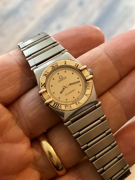 Omega Constellation Quartz two tone gold steel women’s watch #woman Omega Ladies Watch, Vintage Omega Watches Women, Classic Watches Women Vintage, Omega Womens Watch, Omega Vintage Watch, Omega Gold Watch, Small Watches Women, Vintage Omega Watches, Omega Constellation Ladies