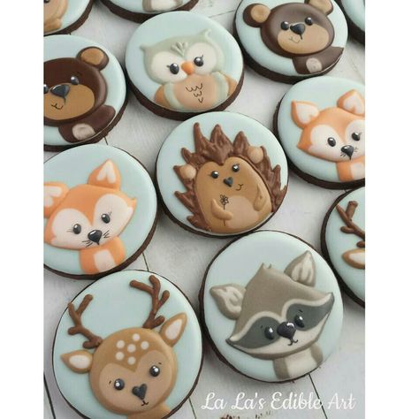 Forest Animals Cookies Decorated, Deer Decorated Cookies, Forest Cookies Decorated, Forest Animal Cookies, Animal Cookies Decorated, Forest Friends Baby Shower Ideas, Woodland Sugar Cookies, Owl Cookies Decorated, Woodland Baby Shower Cookies