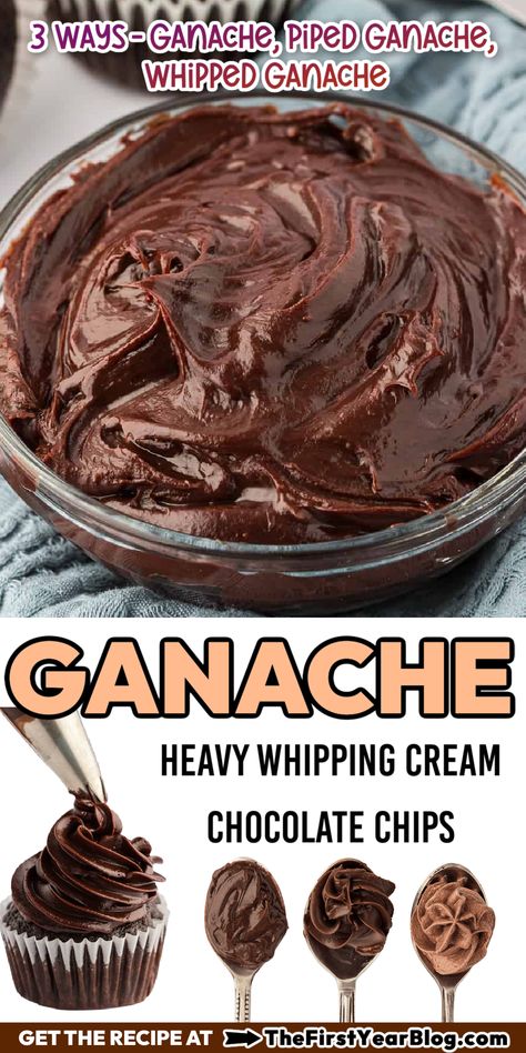 Ganache pin with text overlay Recipe For Chocolate Ganache, Easy Chocolate Ganache Recipe, Easy Chocolate Ganache, Chocolate Ganache Recipe, Chocolate Ganache Frosting, Frosting Recipes Easy, Chocolate Frosting Recipes, Cake Frosting Recipe, Ganache Recipe