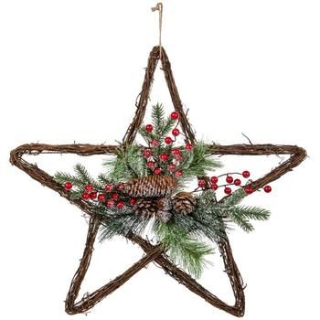 Dimensions: 23" H x 23" W x 3.5" D Material: Rattan, Plastic & Metal Shape: Novelty Color: Brown, Green, Red & White Orientation: Vertical Includes: 1 Rope Quantity: 1 Usher in the season of cheer when you decorate with this Rattan & Pine Star Wall Decor! Made of rattan, this star wreath boasts a natural rustic body that pairs nicely with other country Christmas decor. In the center is a lovely collection of faux greenery and berries that is dusted with sparkly glitter and flocking. Have a cozy Christmas Wreaths Diy Evergreen, Snowflake Ornaments Diy, Star Wall Decor, Country Christmas Decor, Star Wreath, Wall Decor Hobby Lobby, Stars Wall Decor, Christmas Table Centerpieces, Christmas Decorations Wreaths