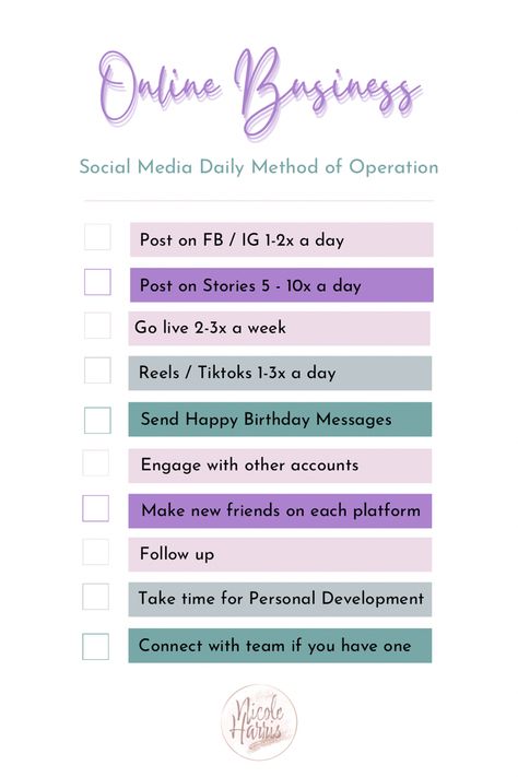 Daily method of operation for Social Media checklist for online business owners Daily Social Media Posting Schedule, Weekly Posting Schedule Social Media, Ipad Schedule, Post Schedule, Social Media Coordinator, Social Media Management Business, Social Media Marketing Planner, Social Media Content Planner, Social Media Posting Schedule