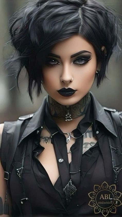 Created By ABI Badass Hairstyles, White Streak In Hair, Gothic Wardrobe, Dark Beauty Fashion, Space Hair, Vampire Pictures, Fun Office, Vivid Hair Color, Gothic Hairstyles