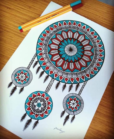 Dreamcatcher Mandala Art, Colorful Mandala Drawing Easy, Hindi Heading Design, S Mandala Art, Mandela Art Colorful, Mandala Art Colorful Patterns, Colorful Mandala Drawing, Ornate Mandala, Hamsa Art