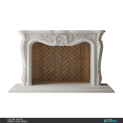 Precast fireplace mantel. French Victorian design surround. Finish: Acid Wash/White Precast Fireplace, Apartment Fireplace, Cast Stone Fireplace Surround, Concrete Fireplace Surround, Wood Fireplace Surrounds, Cast Stone Fireplace, Fireplace Mantel Surrounds, Stone Fireplace Surround, French Fireplace