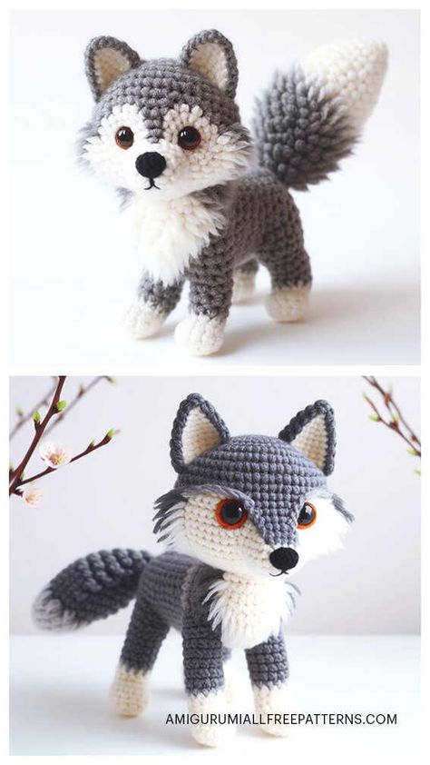 Amigurumi Wolf Crochet Free Pattern - Free Crochet Patterns Wolf Crochet, Crochet Wolf, Crochet Farm, Crochet Farm Animals, Knitting Dolls Free Patterns, Crochet Amigurumi Patterns, Free Crochet Amigurumi, Dog Patterns, Crochet Toys Free Patterns