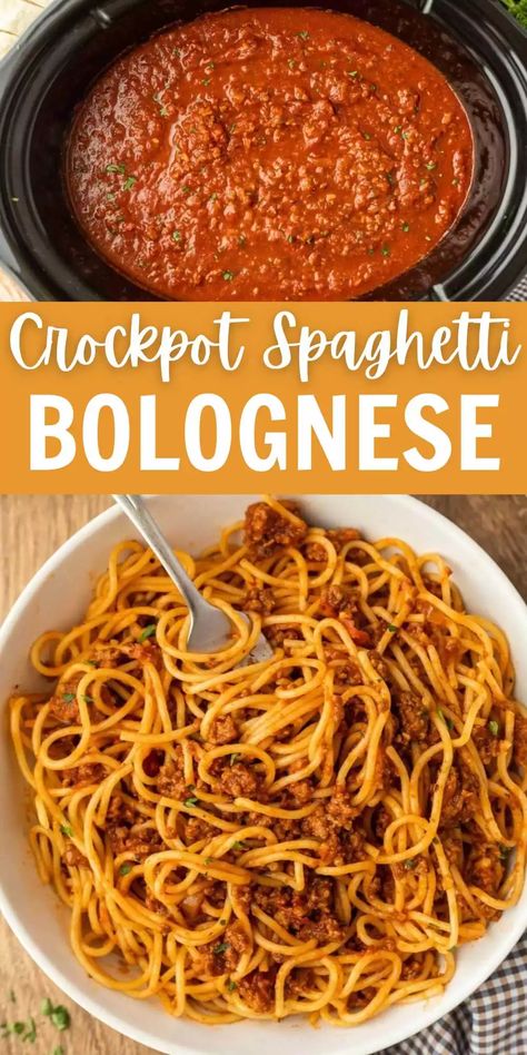 Spagetti Bolognese Recipe, Spaghetti Bolognese Slow Cooker, Bolognese Recipe Easy, Beef Bolognese Recipe, Easy Spaghetti Bolognese, Slow Cooker Bolognese Sauce, Slow Cooker Spaghetti Sauce, Crockpot Dump Recipes, Homemade Bolognese Sauce