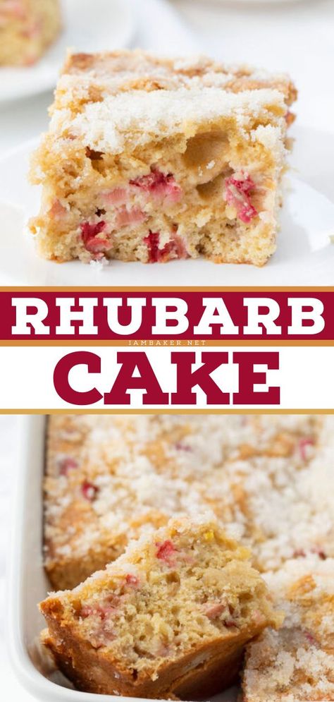 Rhubarb Cake Mix Dessert, Rhubarb Cake With Heavy Whipping Cream, Moist Rhubarb Cake, Rhubarb Cake Recipes Easy, German Rhubarb Cake, Easy Rhubarb Cake, Omas Rhubarb Cake, Rhubarb Cake With Cake Mix Recipe, Rhubarb Recipes Cake