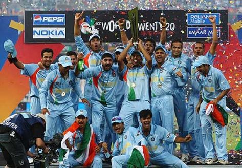 The first ever T20 World Cup, was held in South Africa and India lifted the trophy. 2007 World Cup, History Of Cricket, Indian Cricket Team, India Vs Pakistan, Cricket In India, World Cup Teams, India Cricket Team, India Win, Cricket Wallpapers