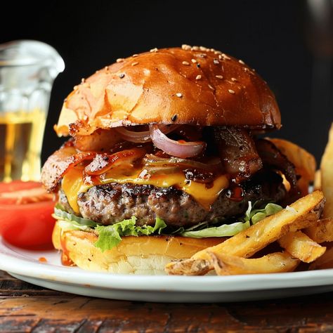 Indulge in the ultimate Triple Seared Whiskey Burger with juicy beef, whiskey glaze, and savory toppings. Whiskey Burger, Whiskey Glaze, Burger Recipe, Burger Recipes, Beef Recipes, Whiskey, Glaze, Quick Saves