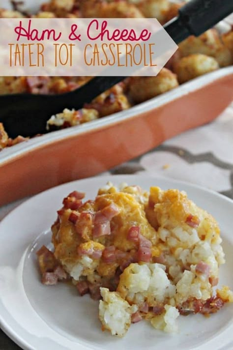 Cheese Tater Tot Casserole, Ham And Cheese Casserole, Ham Dishes, Tater Tot Recipes, Tater Tot Casserole Recipes, Ham Casserole, Tot Casserole, Tater Tot Casserole, Ham Cheese