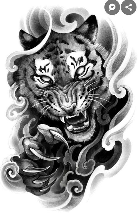 Japan Tiger Tattoo Design, Black Tiger Tattoo Design, 1998 Year Of The Tiger Tattoo, Japanese Tattoo Tiger, Japanese Animal Tattoo, Asian Tiger Tattoo, Japanese Tiger Tattoo Design, White Tiger Tattoo, Tattoo Japan