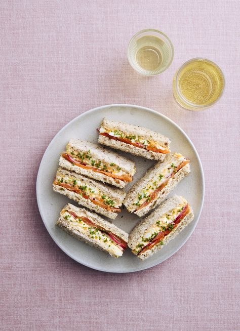 Egg Mayo Sandwich, Dish Magazine, Roasted Salmon Recipes, Egg Mayo, Smoked Salmon And Eggs, Mayo Sandwich, Delicious Salmon Recipes, Salmon Sandwich, Afternoon Tea Recipes