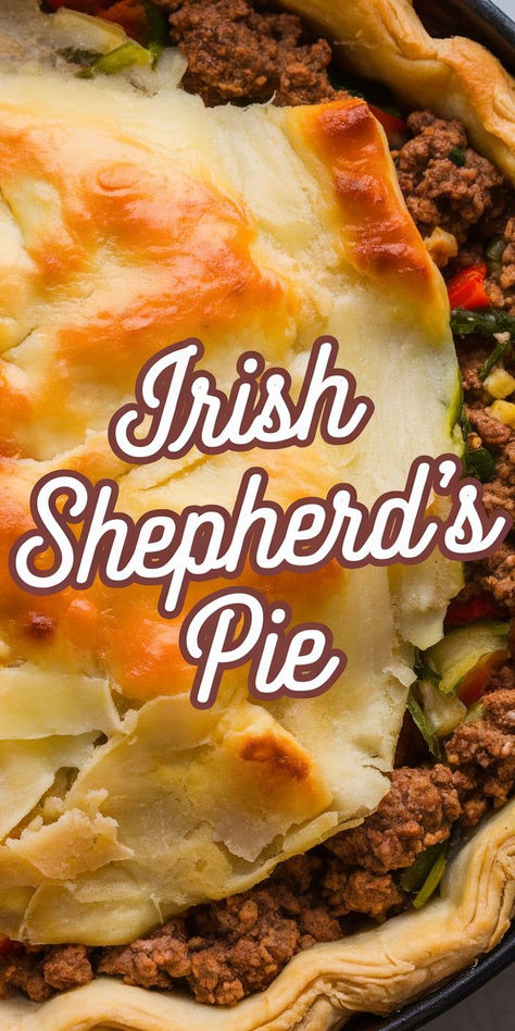 Make this classic Irish Shepherd's Pie for a hearty, comforting meal. Tender lamb, veggies, and buttery potatoes come together in every bite. Shepherds Pie With Crust, Irish Potato Pie Recipe, Lamb Shepherds Pie Recipe, Irish Shepherds Pie Recipe, Lamb Shepherds Pie, Buttery Potatoes, Beef Pie, Pot Pie Recipes, Shepherd's Pie Recipe