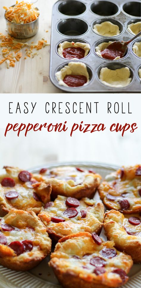 Easy Crescent Rolls, Crescent Roll Pizza, Pizza Cups, Crescent Recipes, Pillsbury Recipes, Pizza Snacks, Crescent Roll Recipes, Pizza Bites, Crescent Roll