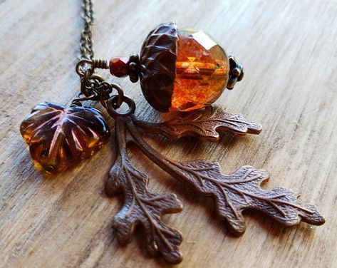 Verdigris Branch Necklace 20 Colors Pearl Acorn Charm Nature - Etsy Acorn Jewelry, Oak Leaf Necklace, Acorn Pendant, Autumn Jewelry, Woodland Jewelry, Acorn Necklace, Autumn Necklace, Branch Necklace, Beaded Leaf