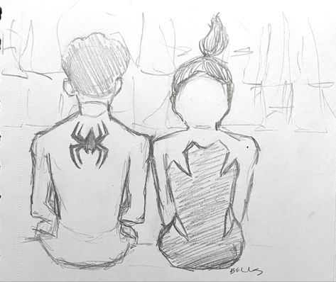 Across The Spider Verse Fanart, Spider Verse Fanart, Spiderman Sketches, Relationship Drawings, Marvel Art Drawings, Spider Man Across The Spider Verse, Spiderman Drawing, Spiderman Art Sketch, Across The Spider Verse