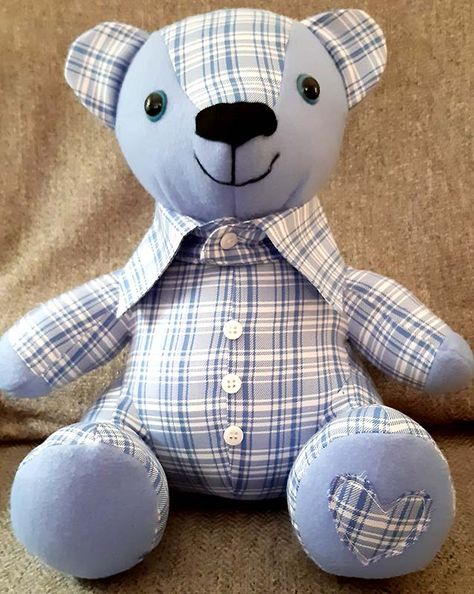 How to add a Shirt Collar to a Memory Bear! Tips and pics | Funky Friends Factory How To Make A Bear Out Of A Shirt, Memory Bear Patterns Free, Memory Teddy Bears From Shirts, Funky Friends Factory Stuffed Toys, Memorial Bears From Shirts, Memory Bears Pattern Free Printable, Free Memory Bear Sewing Pattern, Memory Bear From Shirt, Memory Stuffed Animals