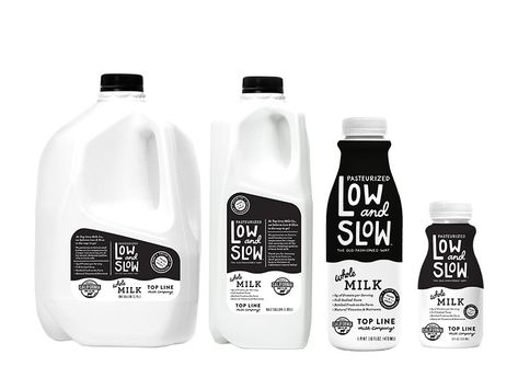 Top Line Milk Co. by Andie Richardson Fresh Milk Packaging, Dairy Products Packaging Design, Liquid Cheese, Dairy Packaging, Craft Beer Packaging, Clever Packaging, Cheese Packaging, Farm Fresh Milk, Milk Man