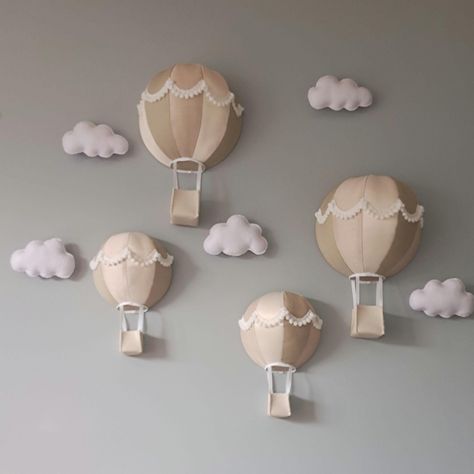 Hot Air Balloon Baby Nursery Theme, Baby Boy Nursery Room Ideas Hot Air Balloons, Nursery Ideas Clouds, Hot Air Balloon Nursery Theme, Sky Themed Nursery, Cloud Themed Nursery, Cloud Theme Nursery, Cloud Nursery Theme, Nursery Clouds