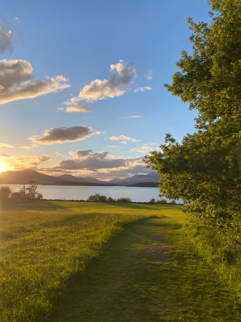 Scottish, loch, lake, greenery, sunset, summer 2022 Scotland Nature Aesthetic, Scotland Summer Aesthetic, Scottish Summer Aesthetic, Scottish Highlands Aesthetic, Eliana Core, Scotland In Summer, Summer In Scotland, Scotland Summer, Scottish Summer