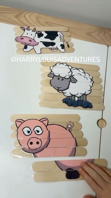 harrylouisadventures on Instagram: Craft Stick Puzzles 🐖 Great for memory and problem solving skills, plus good for fine motor and hand eye coordination. They are lots of… Farming Minecraft, Craft Stick Puzzles, Farm Animals Puzzle, Hand Eye Coordination, Animal Puzzle, Toddler Learning Activities, Toddler Learning, Problem Solving Skills, Craft Stick Crafts