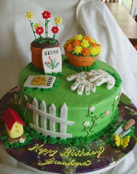 Gardening cake Allotment Cake, Garden Theme Cake, Garden Birthday Cake, Garden Party Cakes, 90th Birthday Cakes, Butterfly Birthday Cakes, 70th Birthday Cake, 60th Birthday Cakes, Garden Cakes