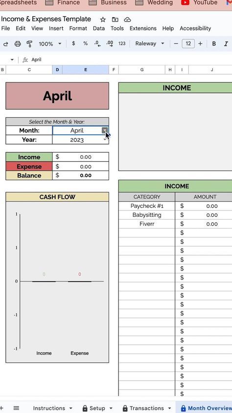 Streamline your budget control with Google Sheets' streamlined spreadsheet. Quickly track expenses, set budgets, and monitor performance with ease. Automate calculations and alerts for accurate financial management. Say goodbye to manual tracking and hello to efficient budgeting. Income Expense Tracker, Business Expense Tracker, Excel Budget Spreadsheet, Financial Literacy Lessons, Printable Habit Tracker, Excel For Beginners, Budget Spreadsheet Template, Excel Hacks, Microsoft Excel Tutorial