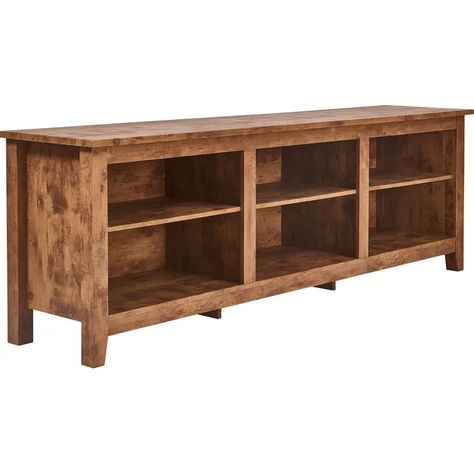 Andover Mills™ Dunsmuir TV Stand for TVs up to 78" & Reviews | Wayfair Brown Tv Stand, Oak Tv Stand, Flat Panel Tv, Media Stand, Tv Stand Wood, Tv Decor, Weathered Oak, Table Top Display, Barnwood