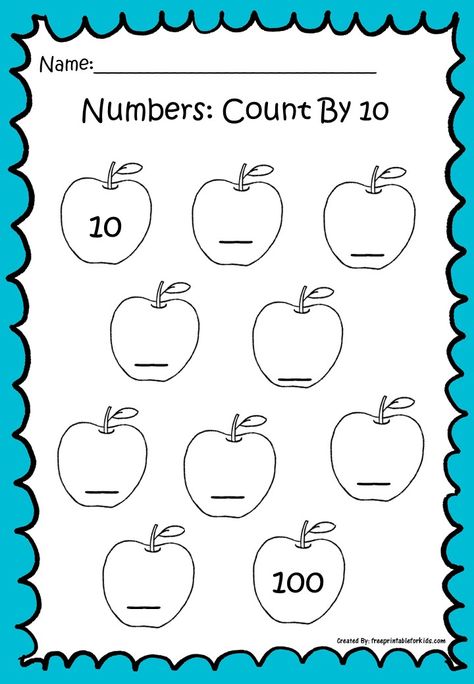 Fun FREE printable worksheets for Kinder Math Readiness printables: Count By 10 Skip Counting By 10s, Math Manipulative, Counting By 10, Printable Worksheets For Kids, Kids Worksheets, Teaching Numbers, Kids Worksheets Printables, Math Manipulatives, Skip Counting