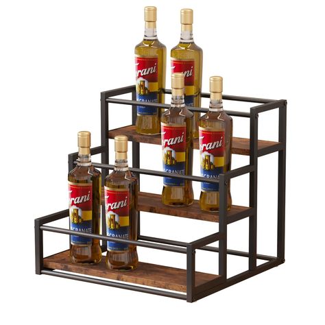 PRICES MAY VARY. 🏳️‍🌈 Multilayer Design: 3-tier coffee syrup rack is the perfect solution for organizing and displaying your coffee syrups. Made with a combination of particleboard and metal, the height between each tier is carefully designed to ensure that you can use the syrup pump while the bottle is on the rack. 🏳️‍🌈 Wine Rack: This versatile rack can also be used as a wine rack, allowing you to store and showcase your favorite bottles of wine on your countertop. Its compact size makes i Organizing Coffee Syrups, Kitchen Coffee Station, Italian Cream Soda, Coffee Syrups, Liquor Shelf, Coffee Station Kitchen, Pumpkin Drinks, Drink Syrups, Syrup Bottle