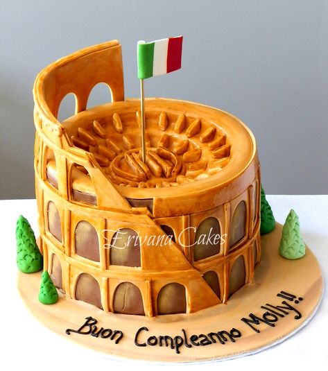 Get inspired by these fun, playful cakes modeled after Rome, the Eternal City that has sparked romance throughout generations. Creative Sweets, Amazing Cupcakes, City Cake, Art Deco Cake, Cakes Design, Italian Party, Travel Cake, Italian Cake, Specialty Cakes