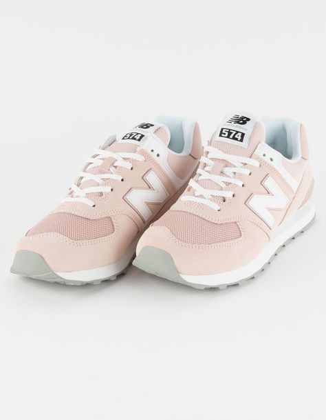 NEW BALANCE 574 Shoes - PNK/WHT | Tillys New Balance Colorful, Cute New Balance Shoes, Shoes Outfit Women, New Balance 574 Pink, New Balance 574 Shoes, Shoes Design Ideas, Pink New Balance, New Balance Shoe, New Balances