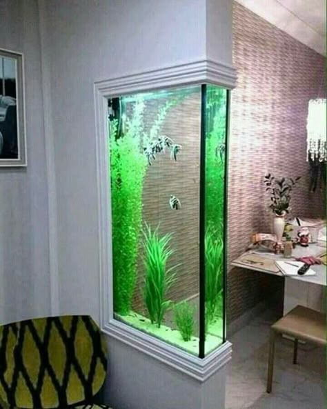 Wall Aquarium, Kolam Koi, Amazing Aquariums, Corner Ideas, Home Aquarium, Aquarium Design, Room Corner, Room Partition Designs, Partition Design