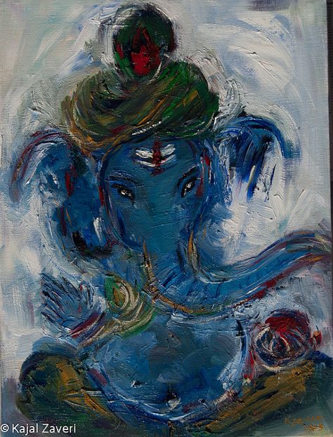 Blue Ganesh by KajalZaveriArt on Etsy Jai Ganesh, Hindu Religion, Pencil Sketch Drawing, Shri Ganesh, Ganesh Art, Lord Vishnu Wallpapers, Architecture Tattoo, Ganesha Painting, The Hindu