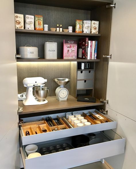 Baking Cupboard Ideas, Baking Station Kitchen, Baking Cupboard Storage, Baking Station In Kitchen Ideas, Baking Area Ideas, Bakery Station At Home, Baking Nook In Kitchen, Baking Section In Kitchen, Kitchen Baking Station Ideas