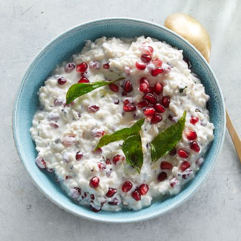 Yogurt Rice Rice Benefits, Yogurt Rice, Curd Rice, Pomegranate Recipes, Black Mustard Seeds, Autumn Side Dishes, Lentil Curry, Ultimate Comfort Food, Healthy Delicious