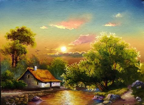 How I Paint Landscape Just By 4 Colors Oil Painting Landscape Step By Step 6 By Yasser Fayad Landscape Step By Step, Nature Paintings Acrylic, Beautiful Paintings Of Nature, Paint Landscape, Landscape Steps, Beautiful Landscape Paintings, Landscape Painting Tutorial, Oil Painting Nature, Landscape Model