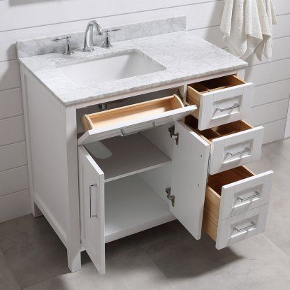 OVE Decors 36 in. Single Sink Bathroom Vanity | Hayneedle Small Bathroom Vanities, Vanity Set With Mirror, Small Bathroom Storage, Sink Top, Single Sink Bathroom Vanity, Bath Room, Small Bathroom Remodel, Vanity Sink, Single Bathroom Vanity