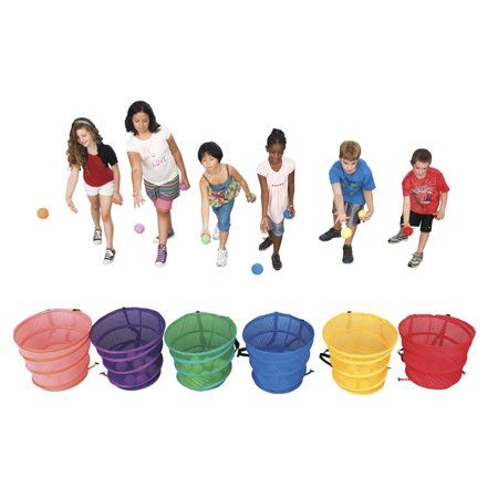 Sportime 6-Team Pursuit Ball Game, Set of 6 Goals and 72 Balls, Assorted Elementary Playground, Pe Equipment, Field Day Activities, Recess Activities, Fun Team Building Activities, Backyard Toys, Color Wars, Classroom Needs, Bowling Games