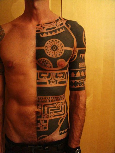 Half body tribal tattoo - 70+ Awesome Tribal Tattoo Designs  <3 <3 Ta Moko Tattoo, Stammestattoo Designs, Filipino Tattoos, Armband Tattoos, Geometric Wolf, Marquesan Tattoos, Tattoo Trend, Samoan Tattoo, Muster Tattoos