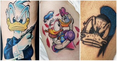 Donald Duck Tattoo Stencil, Donald Duck Tattoo Ideas, Donald Duck Tattoo Design, Dopey Challenge Tattoos, Daisy Duck Tattoo, Donald Duck Tattoo, Disney Icon, Duck Tattoos, Disney+ Icon