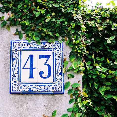 Mediterranean House Numbers, Charleston Historic District, Tile House Numbers, Number Tiles, Ceramic House Numbers, Exterior Tiles, Pottery Houses, Mediterranean Blue, Mosaic House