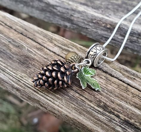 Pinecone & Acorn Necklace. Gift For Mom, Bridesmaids, Kids, Birthday, Christmas, Anniversary Gift by TreeTownPaper on Etsy Pinecone Jewelry, Pinecone Necklace, Hummingbird Jewelry, Acorn Necklace, Slap Bracelets, Memory Locket, Nature Inspired Jewelry, Cute Necklace, Green Enamel