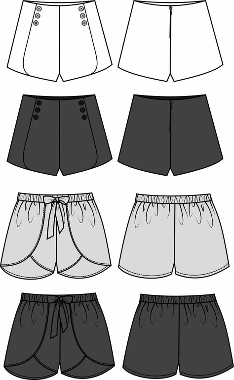 Shorts Sketch Fashion Illustrations, Short Desenho, Shorts Technical Drawing, Flat Sketch Template, Shorts Drawing, Sketch Template, Shorts Design, Womens Activewear Tops, Boutique Inspiration