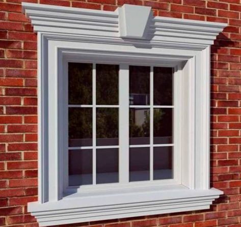 Window Coping Design, Window Moulding Ideas Exterior, Window Moulding Ideas, Classic Facade Design, Modern Windows And Doors, Moulding Ideas, Window Moulding, Small House Remodel, Home Window Grill Design